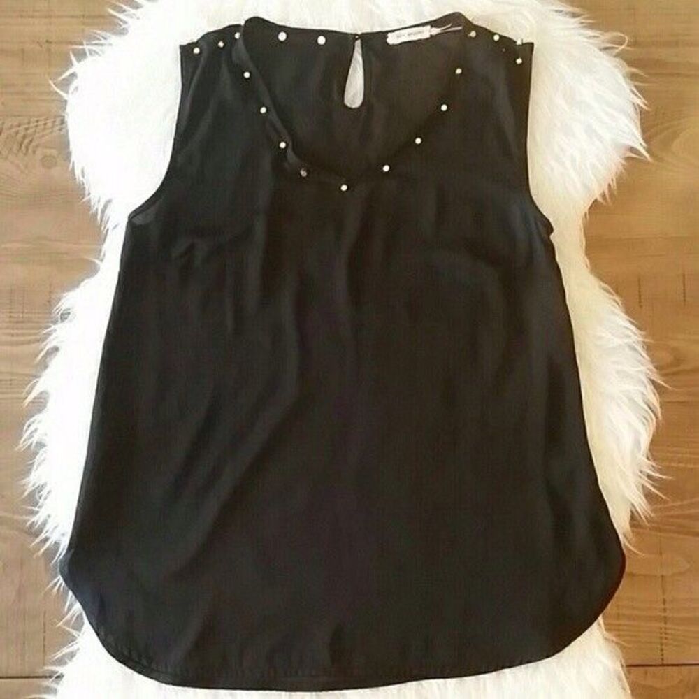 Blu Pepper Top Size Large Black Studded Sleeveless Blouse Chic Boho Whimsigoth - Picture 4 of 7